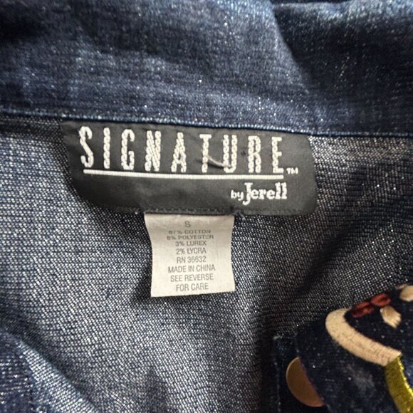 Vintage Signature By Jerell Womens Embroidered Denim Vest Boho Floral Size Small - Picture 3 of 7